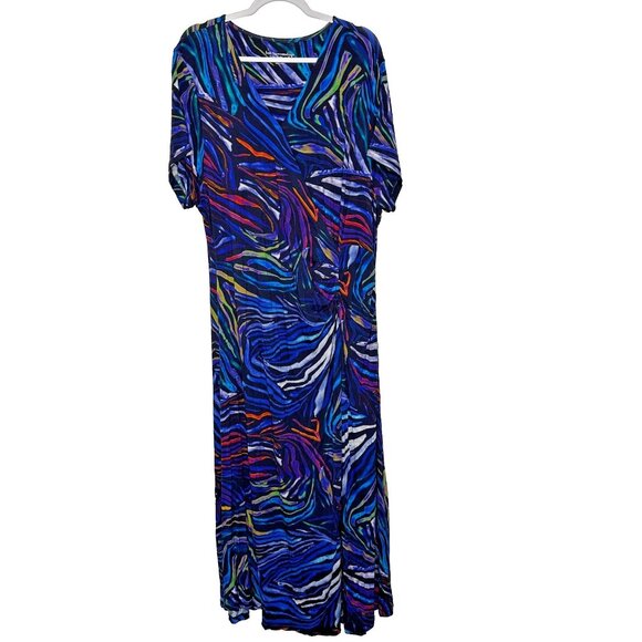Soft Surroundings Mariyaba Maxi Dress Sz 2X Colorful Ruched Jersey Knit - Picture 1 of 10